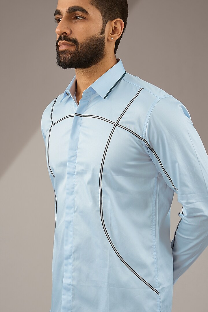 Light Blue Cotton Party Wear Shirt by H2O at Pernia's Pop Up Shop