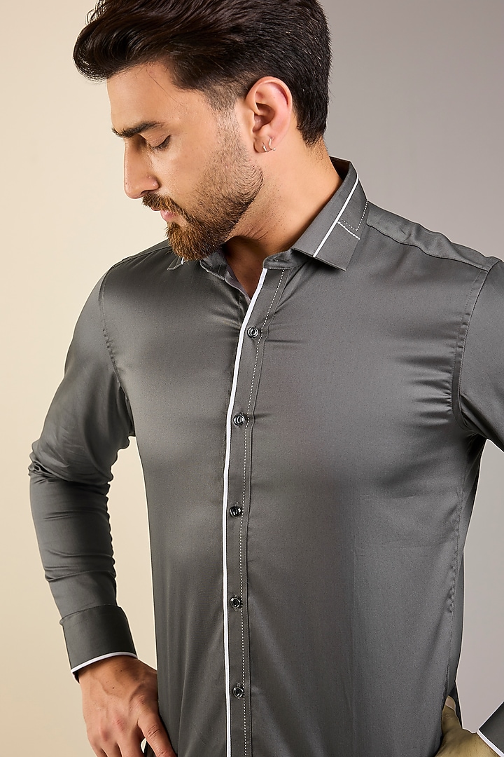 Grey Cotton Shirt by H2O at Pernia's Pop Up Shop