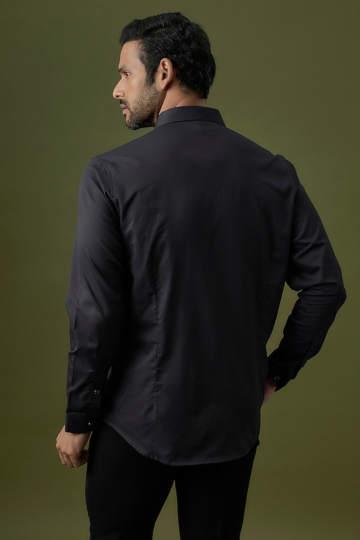 Navy Blue Cotton Party Wear Shirt by H2O at Pernia's Pop Up Shop