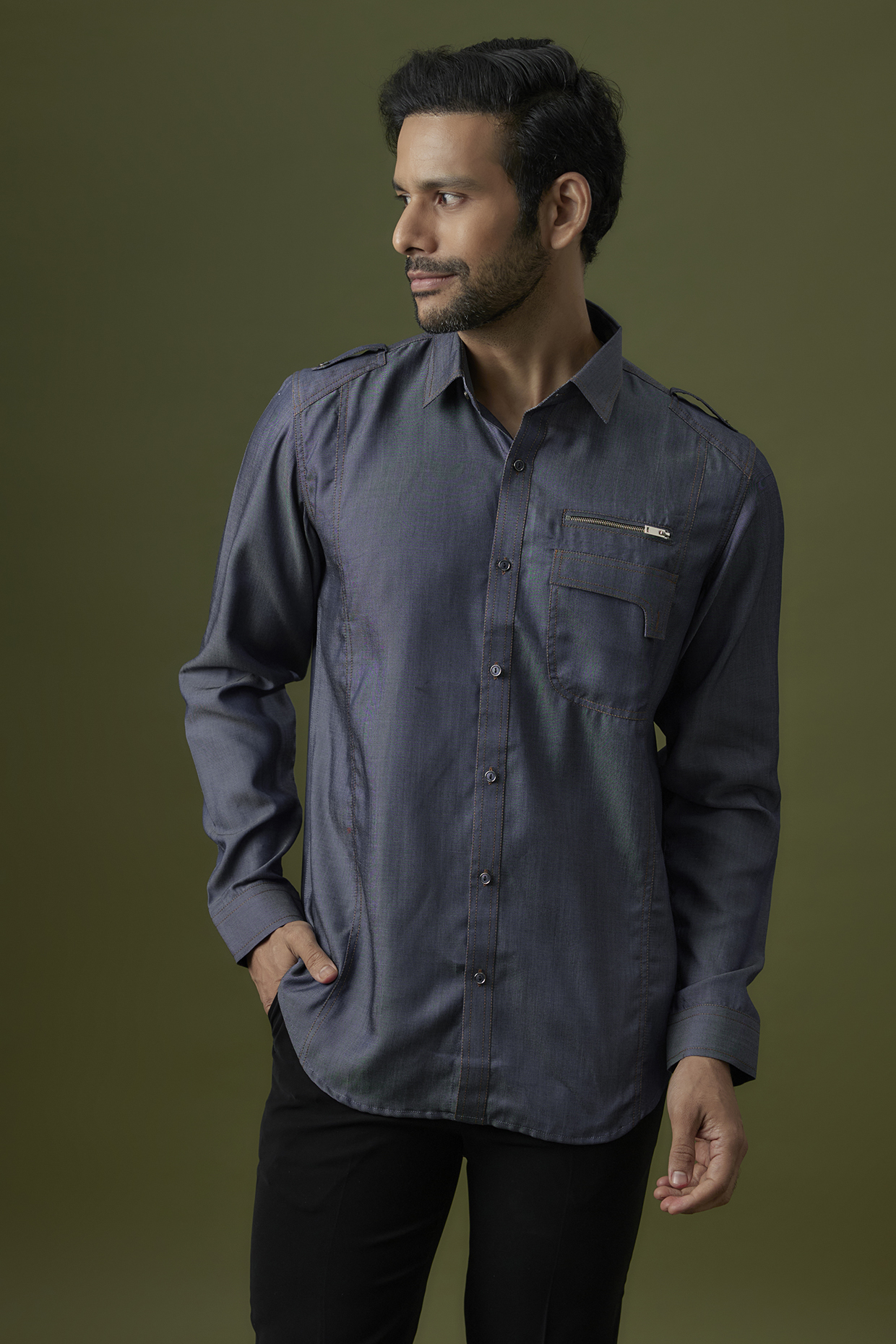 Denim Blue Cotton Shirt by H2O