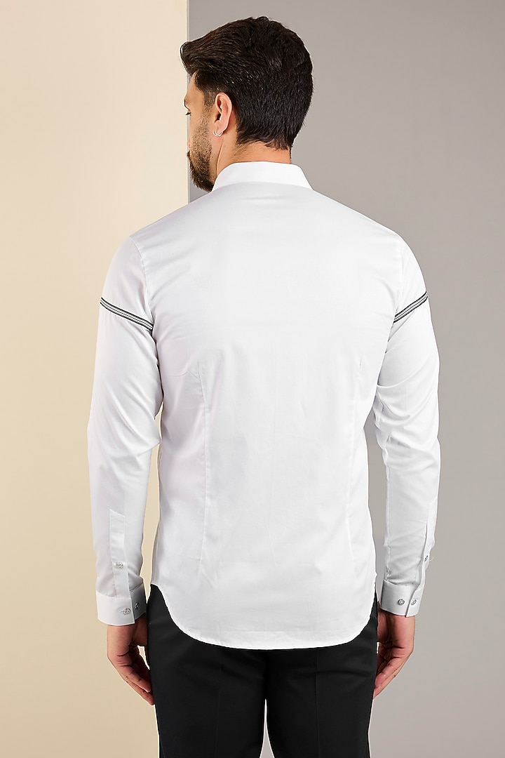 White Cotton Striped Shirt by H2O at Pernia's Pop Up Shop