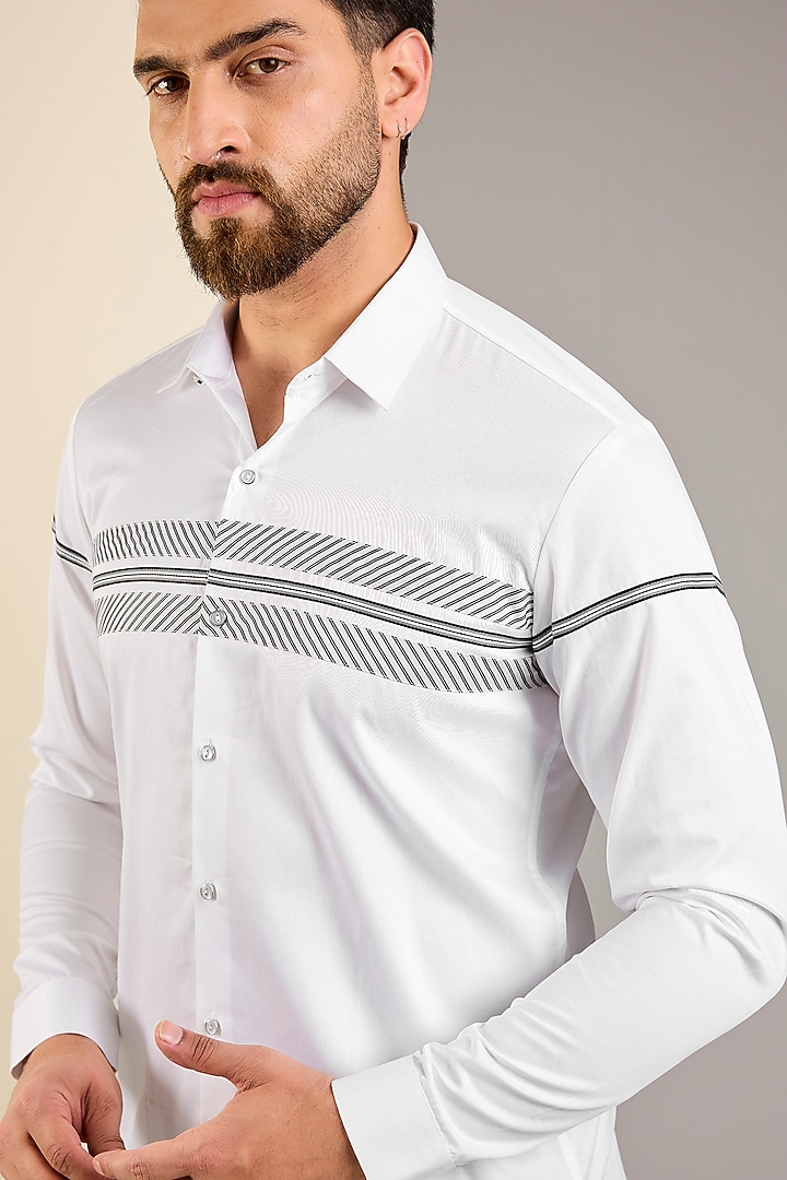 White Cotton Striped Shirt by H2O at Pernia's Pop Up Shop