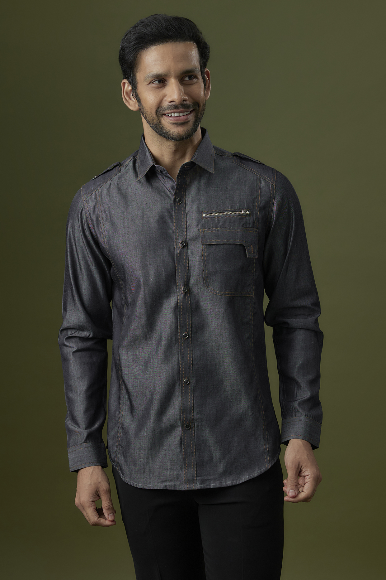 Denim Blue Cotton Shirt by H2O