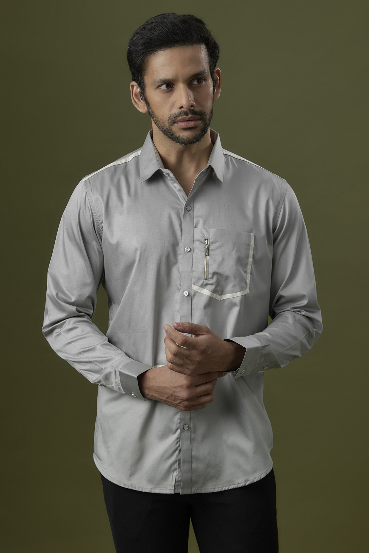 Light Grey Cotton Shirt by H2O