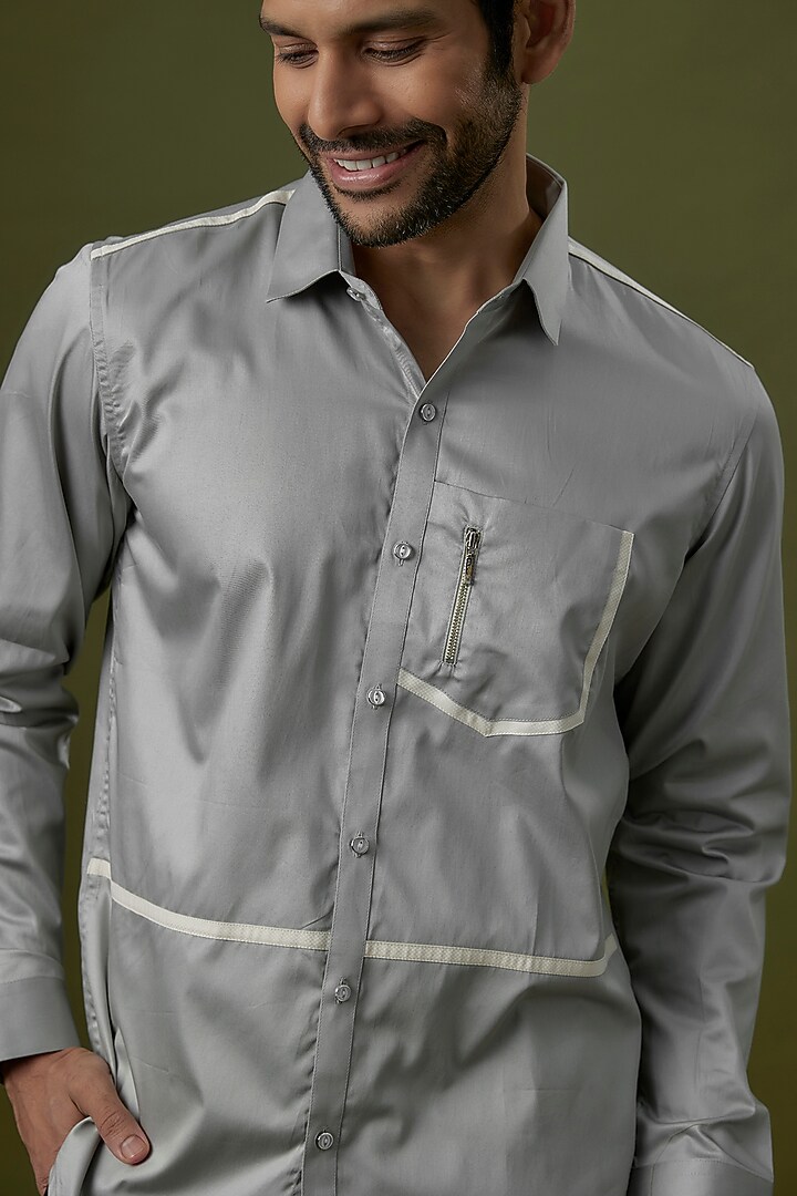 Light Grey Cotton Party Wear Shirt by H2O at Pernia's Pop Up Shop