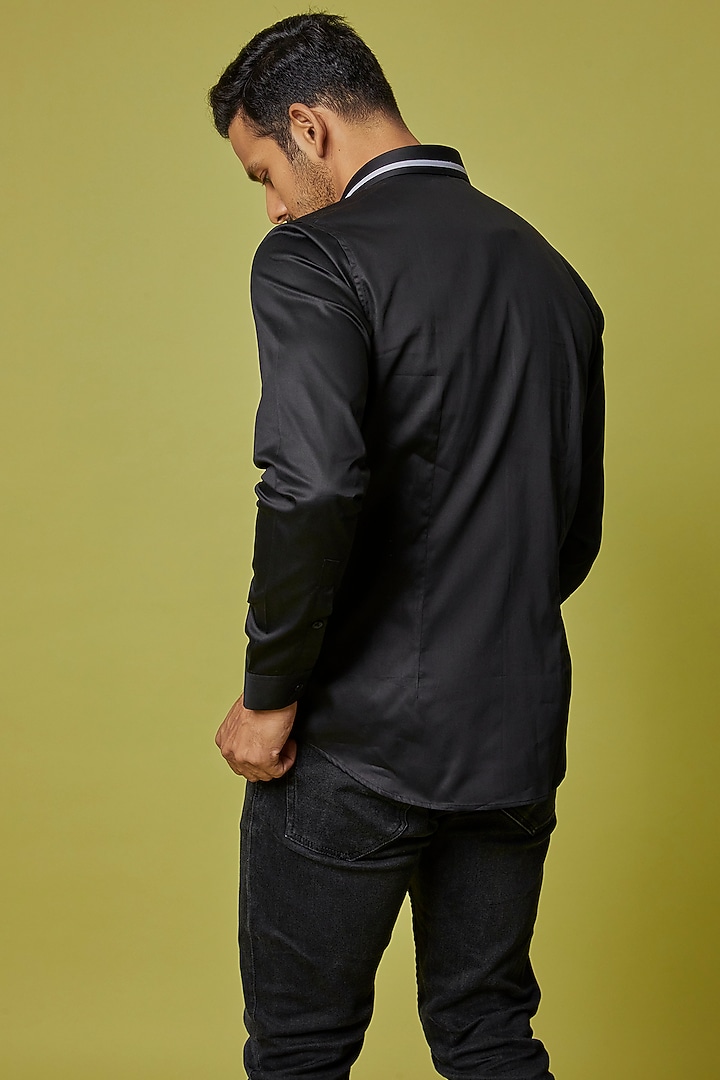 Black Cotton Party Wear Shirt by H2O at Pernia's Pop Up Shop