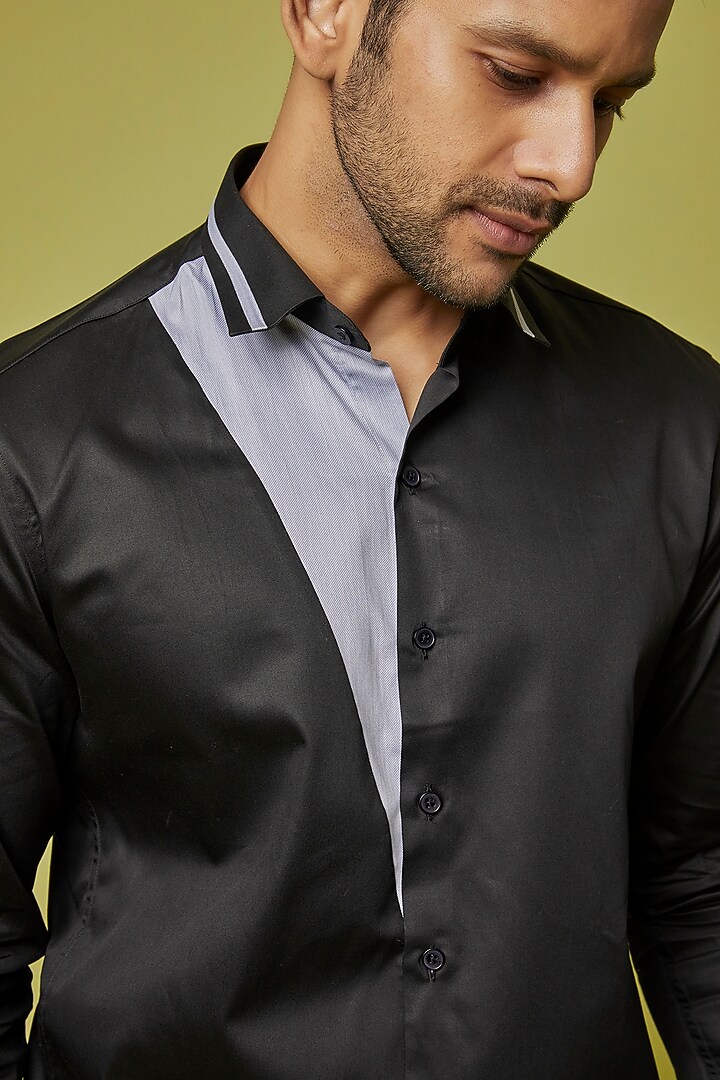 Black Cotton Party Wear Shirt by H2O at Pernia's Pop Up Shop