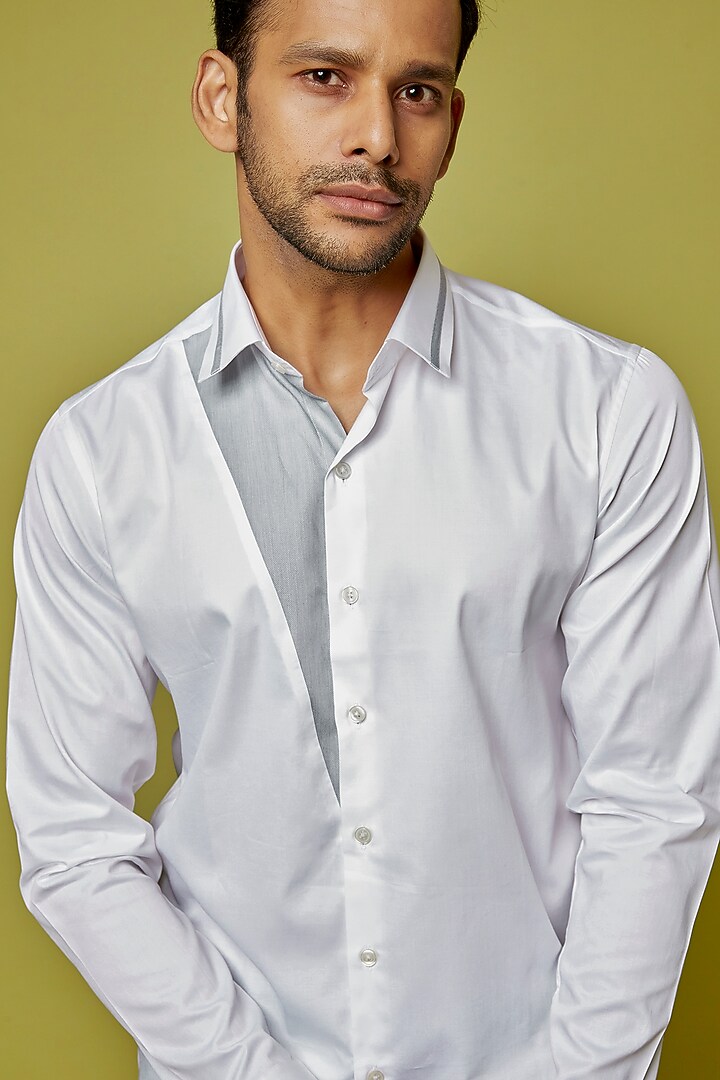 White Cotton Party Wear Shirt by H2O at Pernia's Pop Up Shop