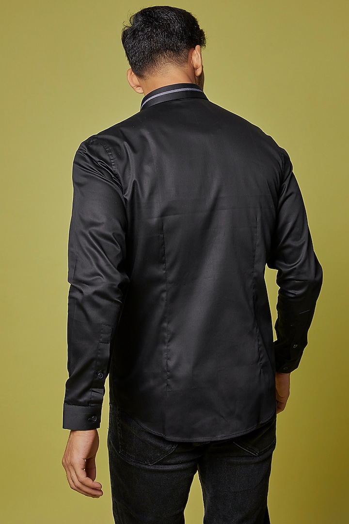Black Cotton Party Wear Shirt by H2O at Pernia's Pop Up Shop