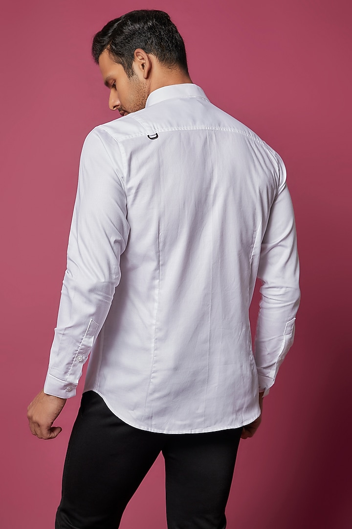 White Cotton Blend Party Wear Shirt by H2O at Pernia's Pop Up Shop