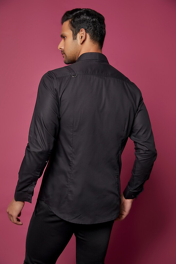 Black Cotton Blend Party Wear Shirt by H2O at Pernia's Pop Up Shop