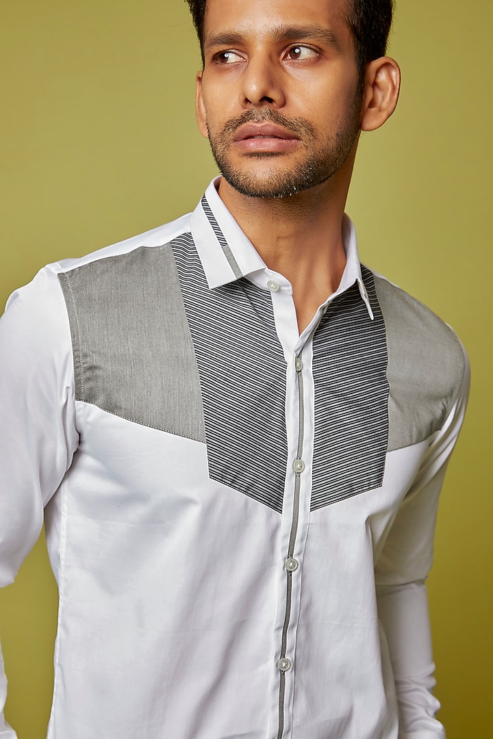 White Cotton Party Wear Shirt by H2O at Pernia's Pop Up Shop
