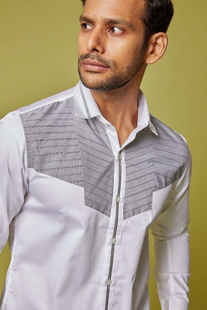 White Cotton Party Wear Shirt by H2O at Pernia's Pop Up Shop