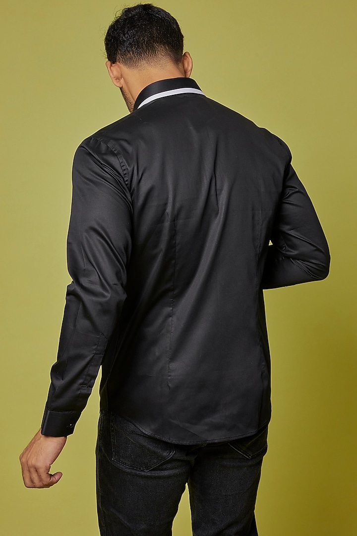 Black Cotton Party Wear Shirt by H2O at Pernia's Pop Up Shop