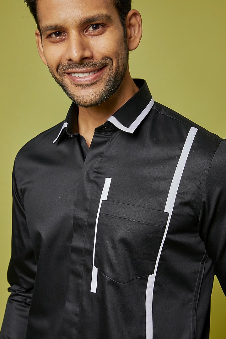 Black Cotton Party Wear Shirt by H2O at Pernia's Pop Up Shop