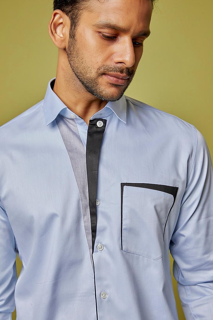 Blue Cotton Party Wear Shirt by H2O at Pernia's Pop Up Shop