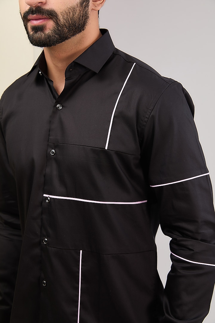Black Cotton Party Wear Shirt by H2O at Pernia's Pop Up Shop