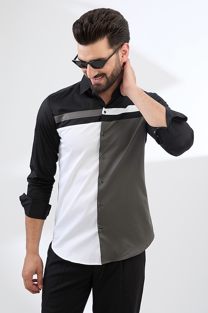 Grey & Black Cotton Shirt by H2O
