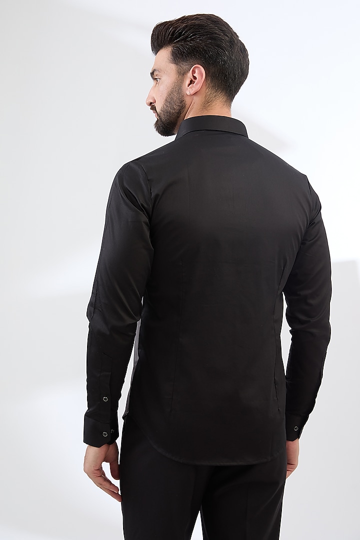 Grey & Black Cotton Party Wear Shirt by H2O at Pernia's Pop Up Shop