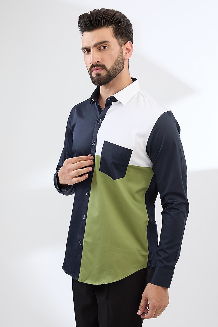 Blue Cotton Party Wear Shirt by H2O at Pernia's Pop Up Shop