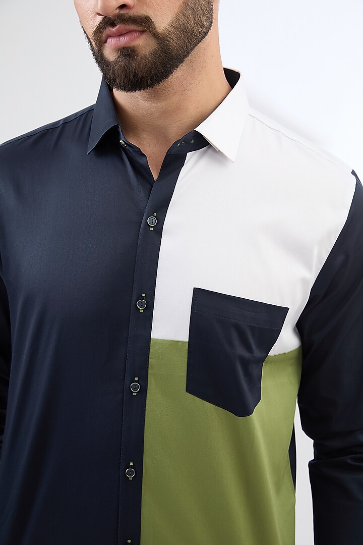 Blue Cotton Party Wear Shirt by H2O at Pernia's Pop Up Shop