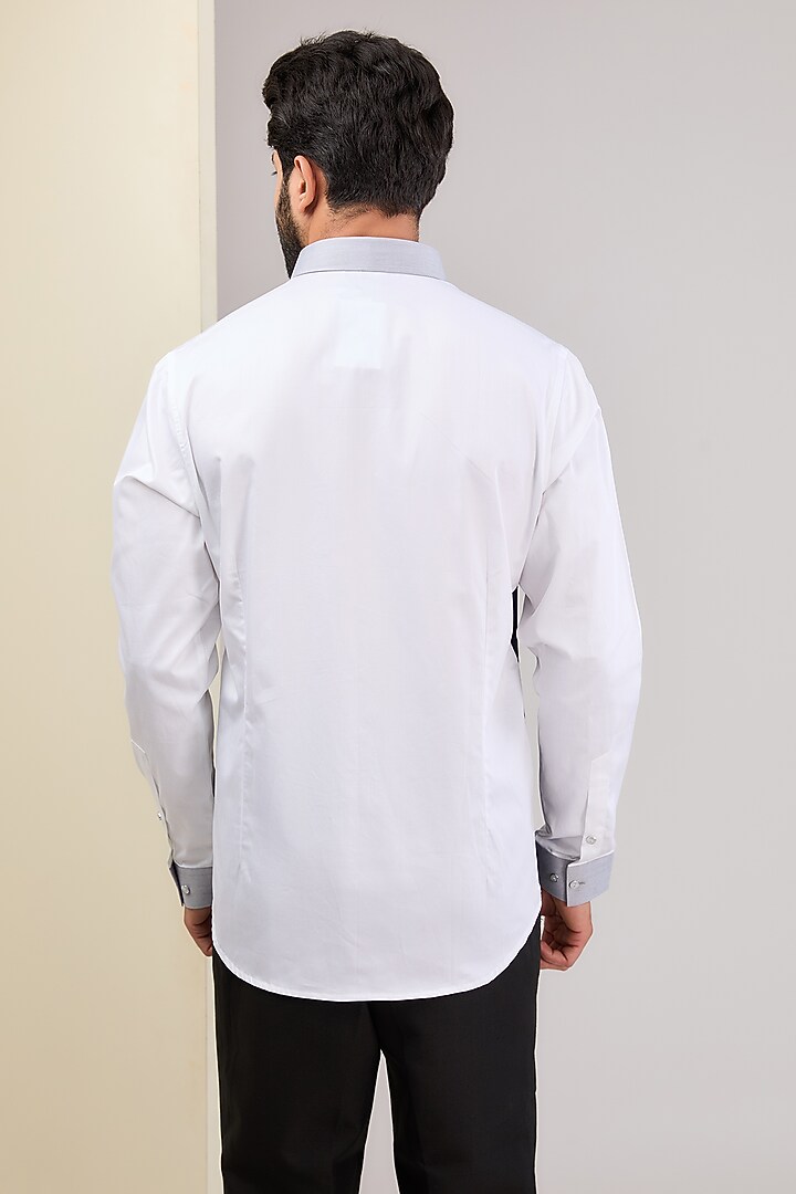White & Grey Cotton Party Wear Shirt by H2O at Pernia's Pop Up Shop