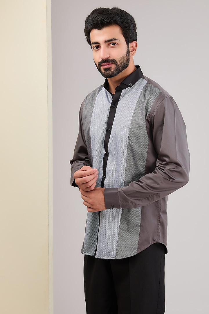 Grey & Black Cotton Shirt by H2O at Pernia's Pop Up Shop