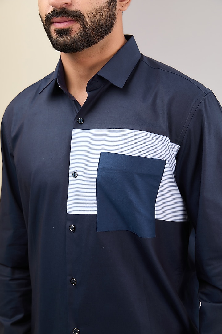 Blue Cotton Party Wear Shirt by H2O at Pernia's Pop Up Shop