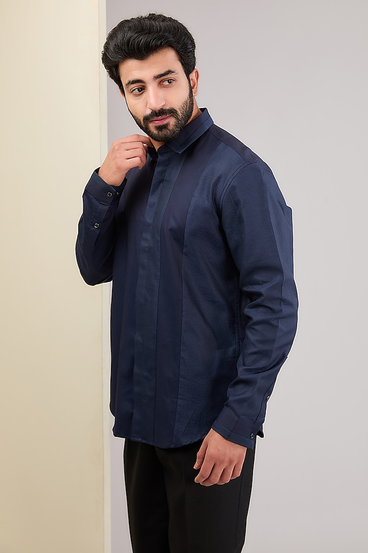 Dark Blue Cotton Shirt by H2O