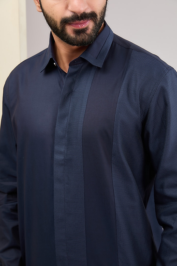 Dark Blue Cotton Party Wear Shirt by H2O at Pernia's Pop Up Shop
