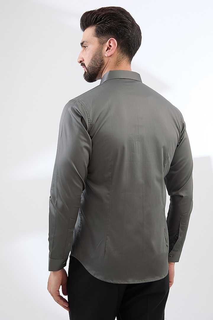 Grey Cotton Party Wear Shirt by H2O at Pernia's Pop Up Shop