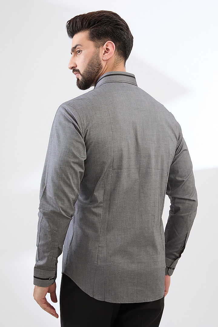 Grey Cotton Party Wear Shirt by H2O at Pernia's Pop Up Shop