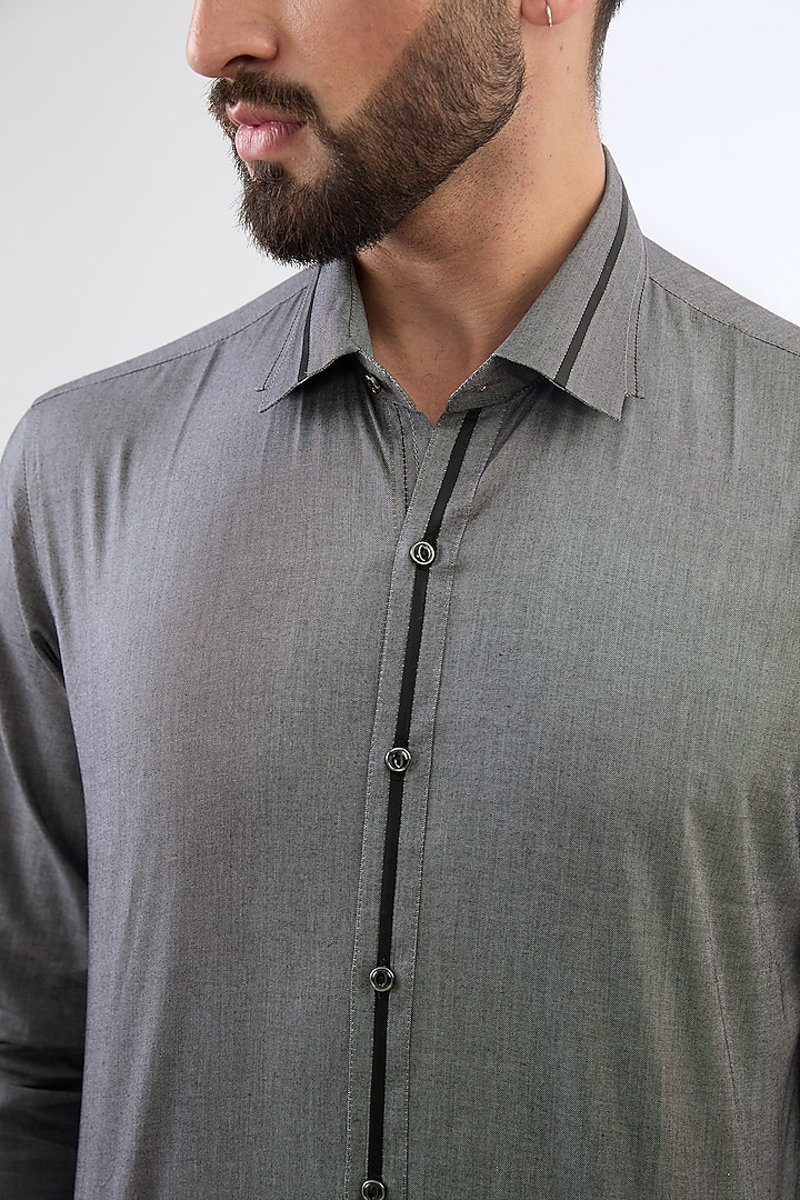 Grey Cotton Party Wear Shirt by H2O at Pernia's Pop Up Shop