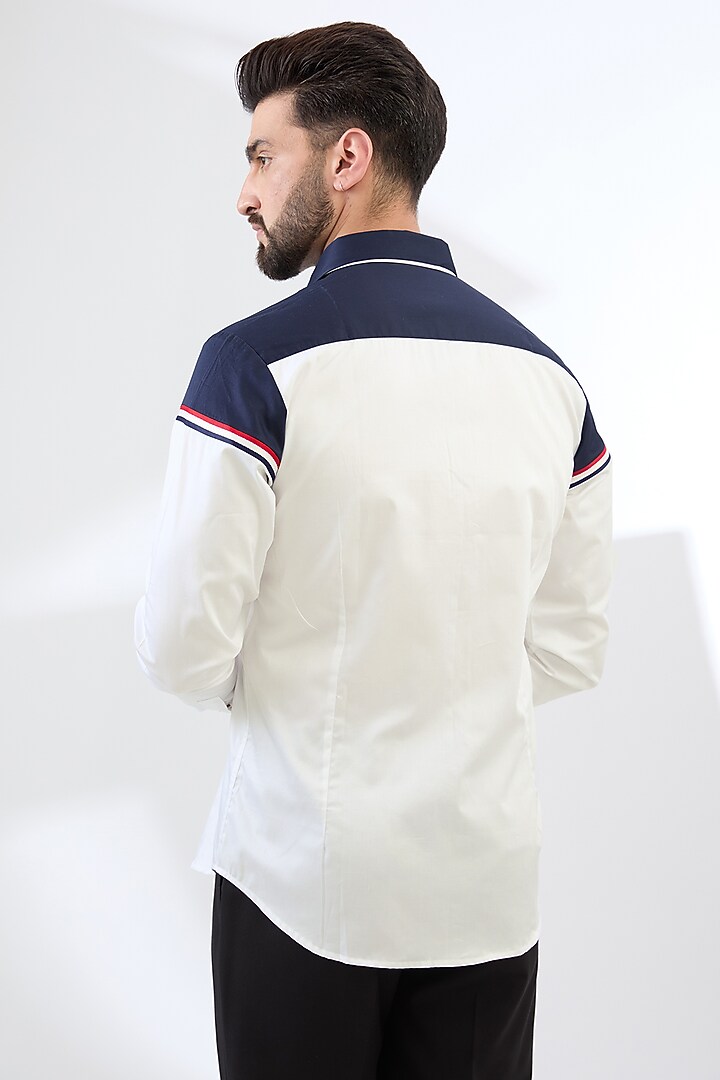 Blue & White Cotton Party Wear Shirt by H2O at Pernia's Pop Up Shop