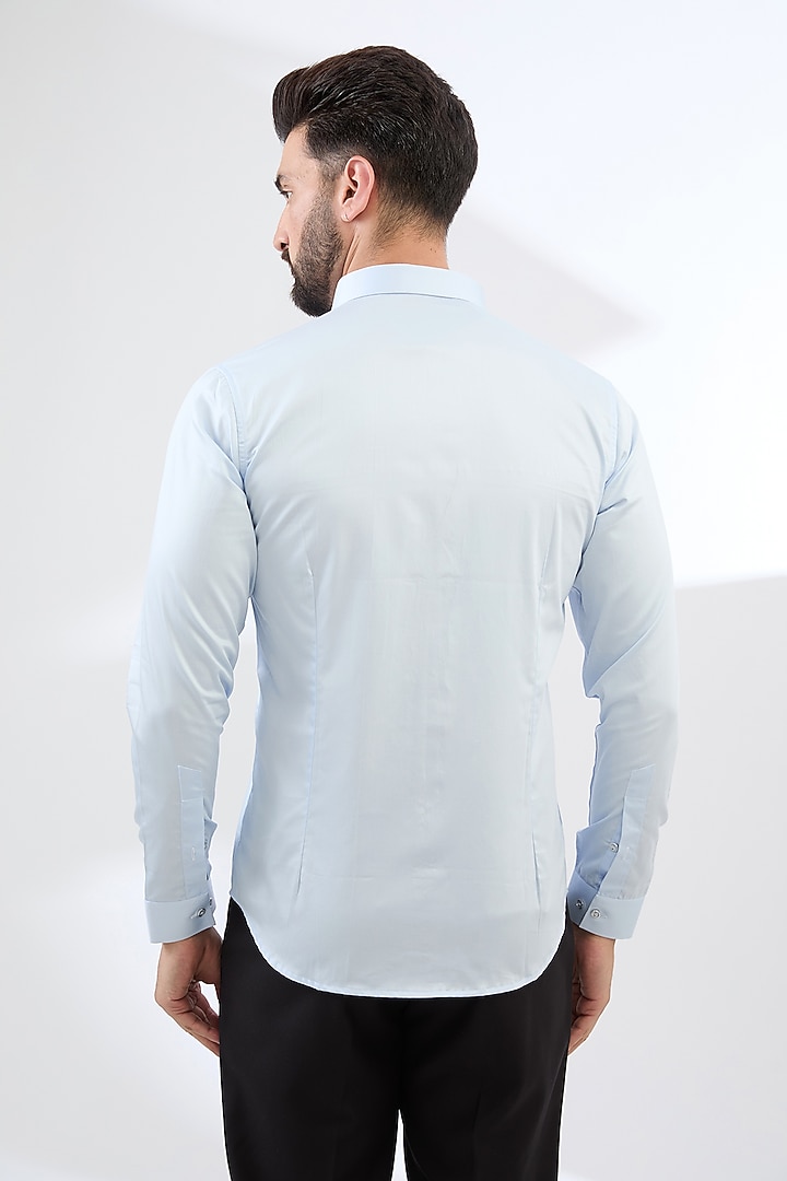 Powder Blue Cotton Party Wear Shirt by H2O at Pernia's Pop Up Shop