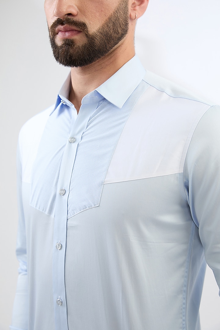 Powder Blue Cotton Party Wear Shirt by H2O at Pernia's Pop Up Shop