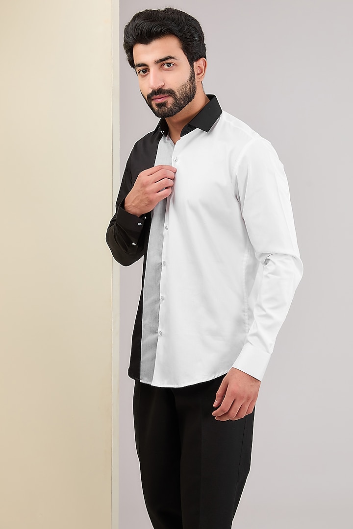 White & Black Cotton Shirt by H2O