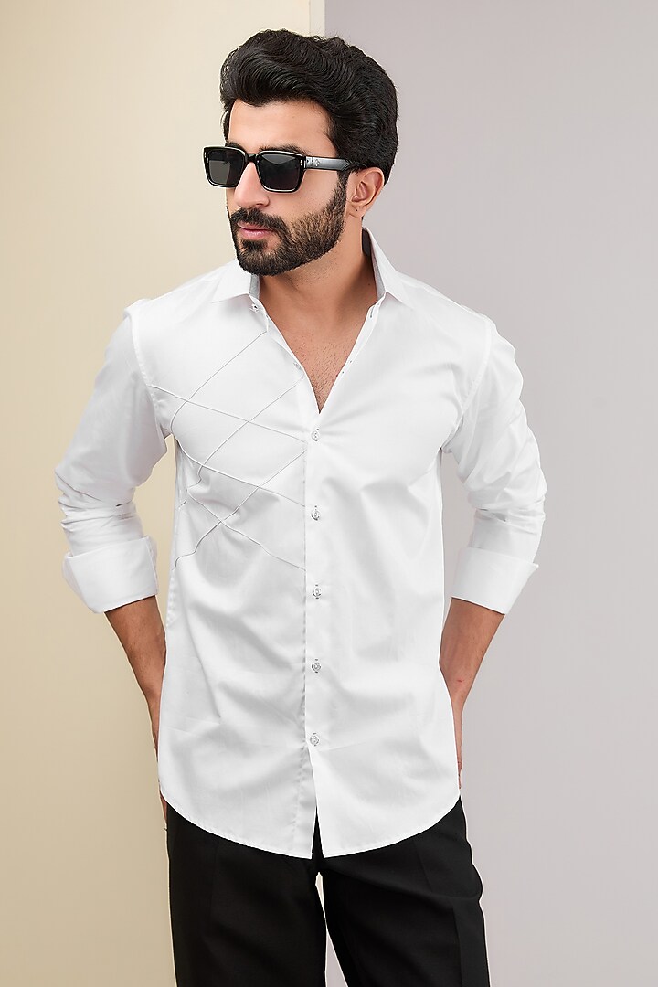 White Cotton Party Wear Shirt by H2O at Pernia's Pop Up Shop