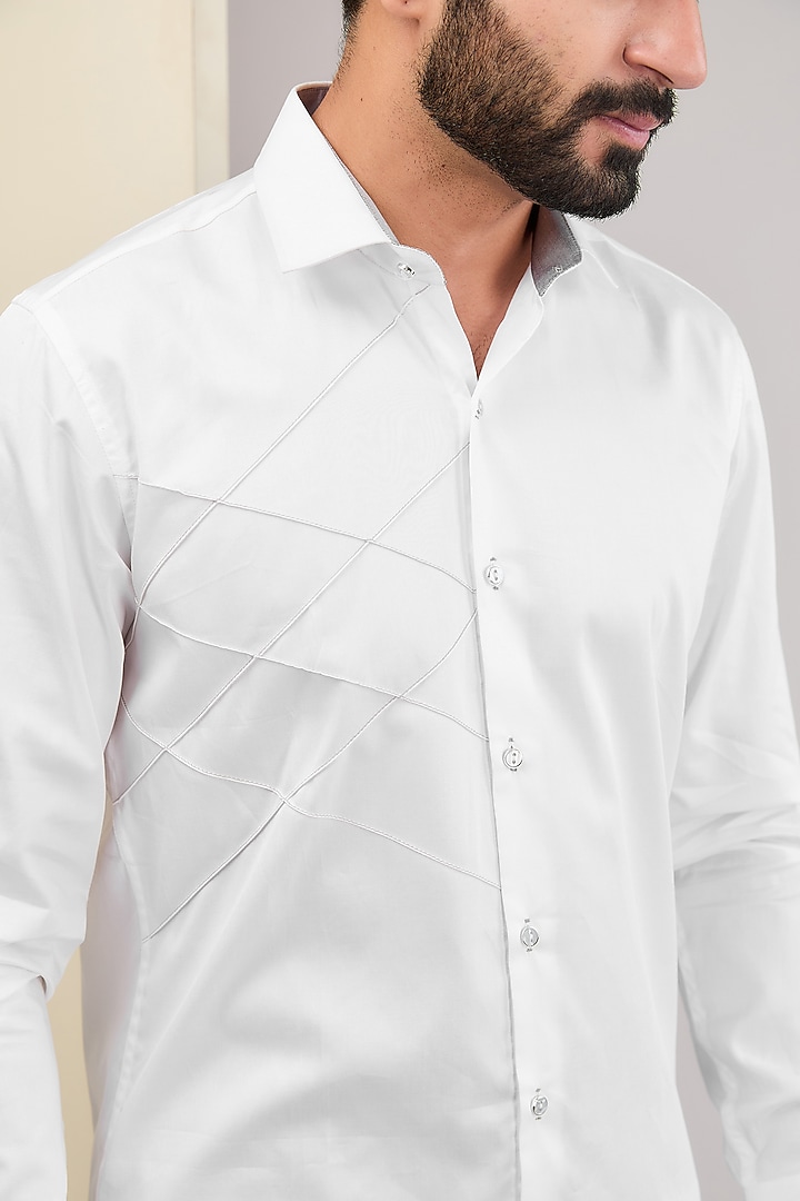 White Cotton Party Wear Shirt by H2O at Pernia's Pop Up Shop