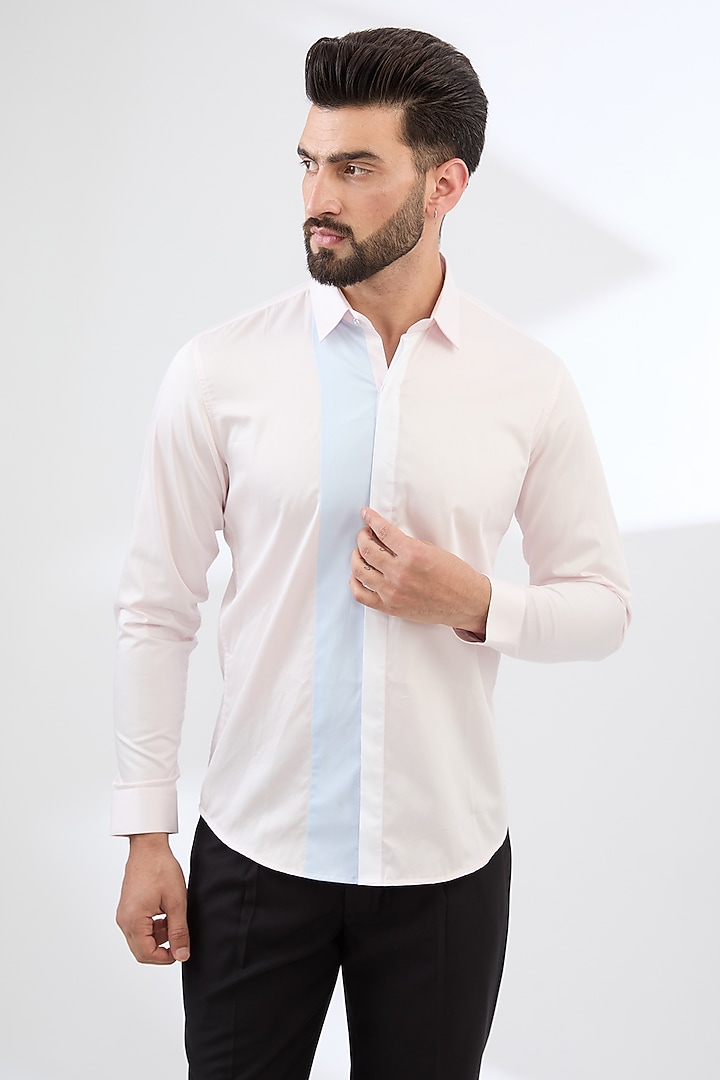 White & Pink Cotton Party Wear Shirt by H2O at Pernia's Pop Up Shop