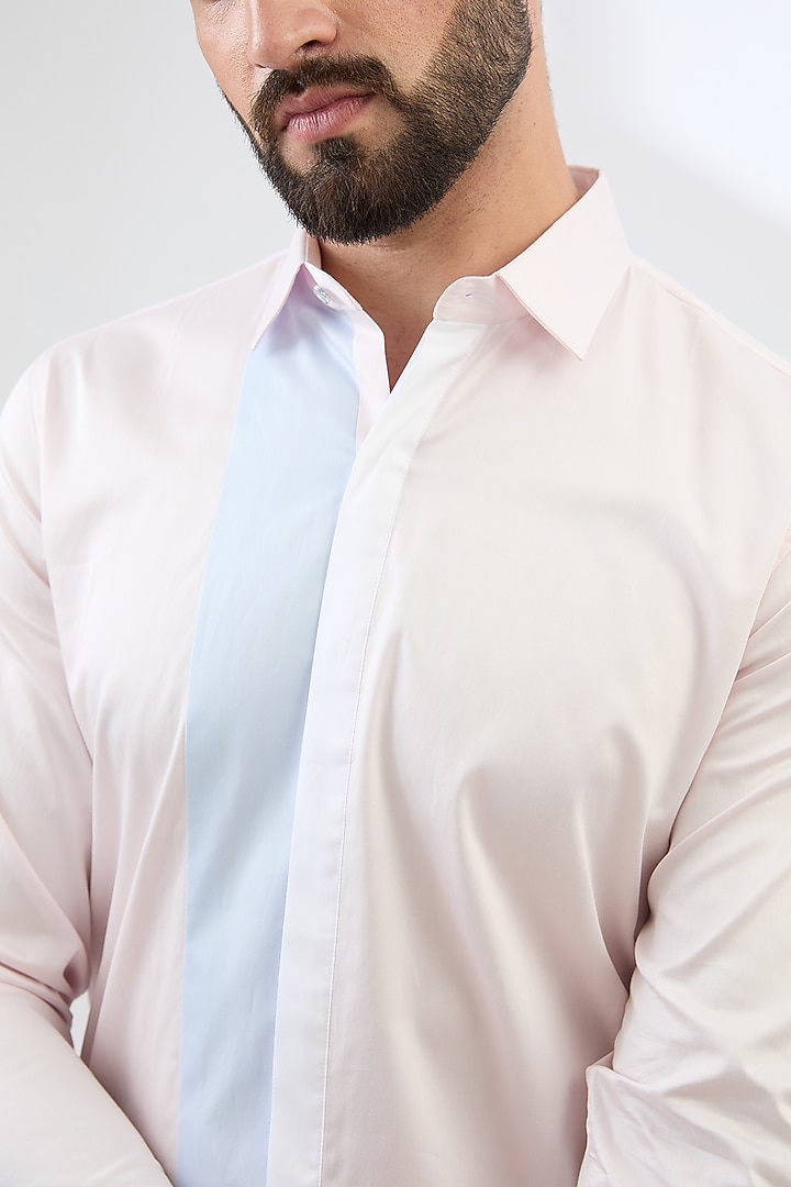 White & Pink Cotton Party Wear Shirt by H2O at Pernia's Pop Up Shop