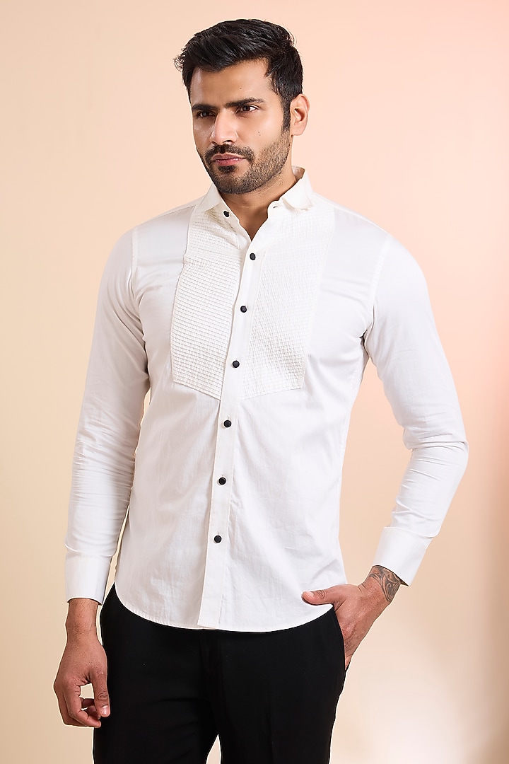 White Cotton Party Wear Shirt by H2O at Pernia's Pop Up Shop
