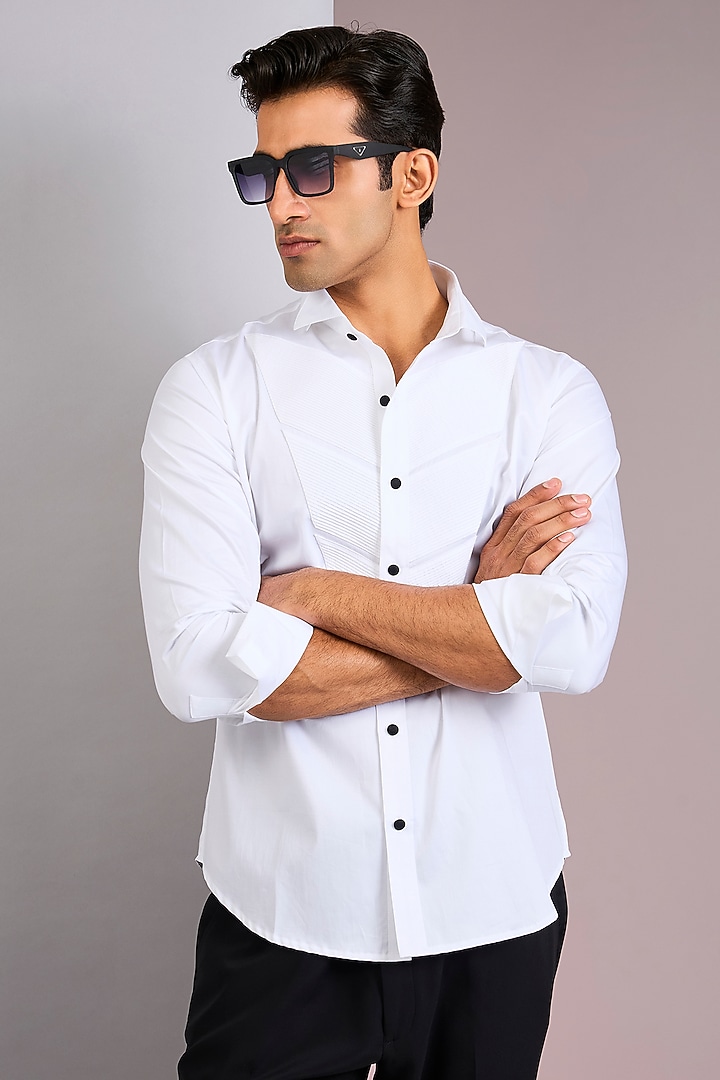 White Cotton Party Wear Shirt by H2O at Pernia's Pop Up Shop
