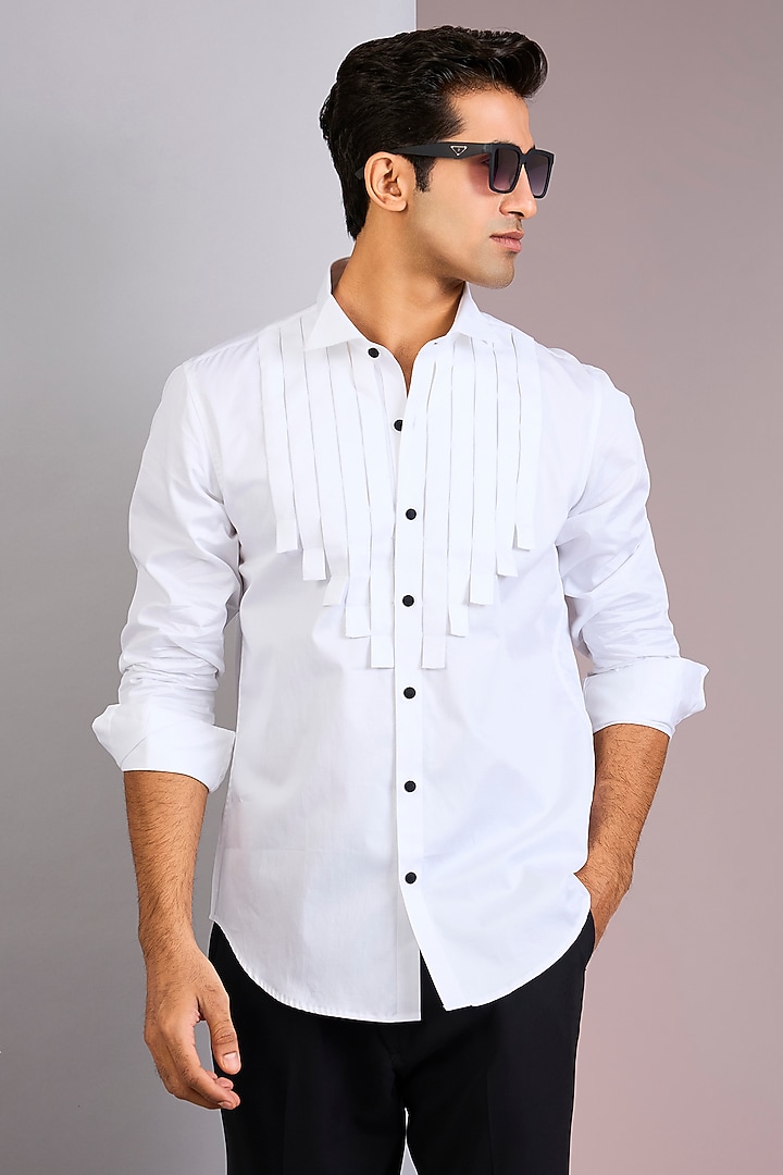 White Cotton Party Wear Shirt by H2O at Pernia's Pop Up Shop