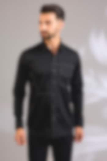 Black Cotton Party Wear Shirt by H2O at Pernia's Pop Up Shop