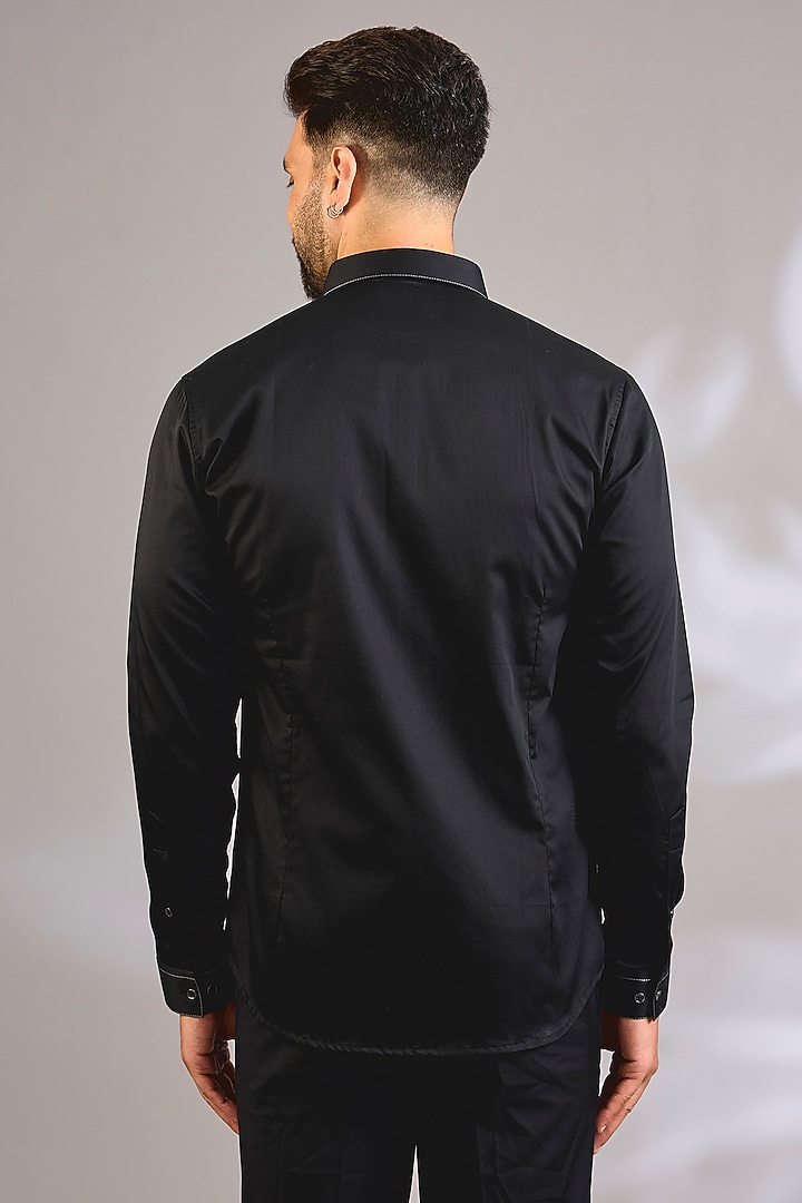 Black Cotton Party Wear Shirt by H2O at Pernia's Pop Up Shop