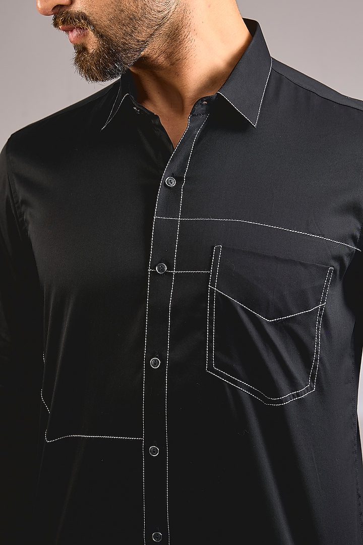 Black Cotton Party Wear Shirt by H2O at Pernia's Pop Up Shop