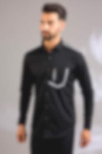 Black Cotton Party Wear Shirt by H2O at Pernia's Pop Up Shop