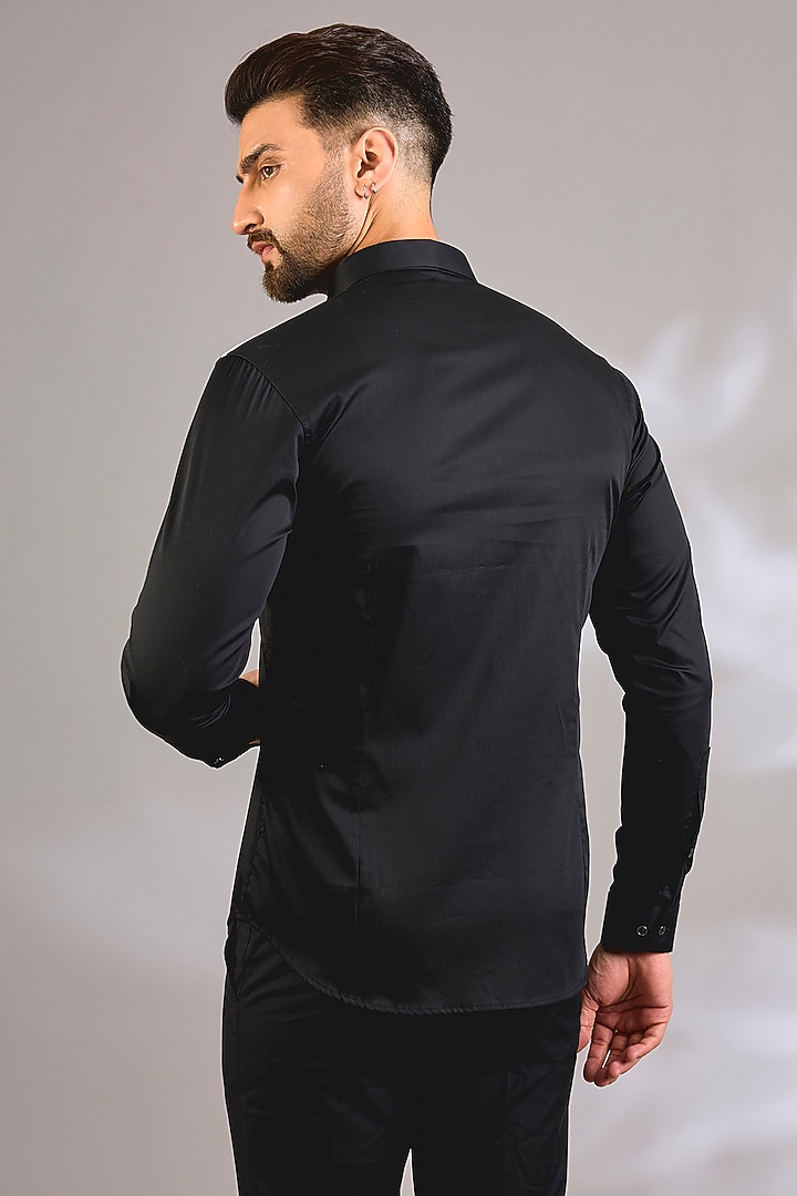 Black Cotton Party Wear Shirt by H2O at Pernia's Pop Up Shop