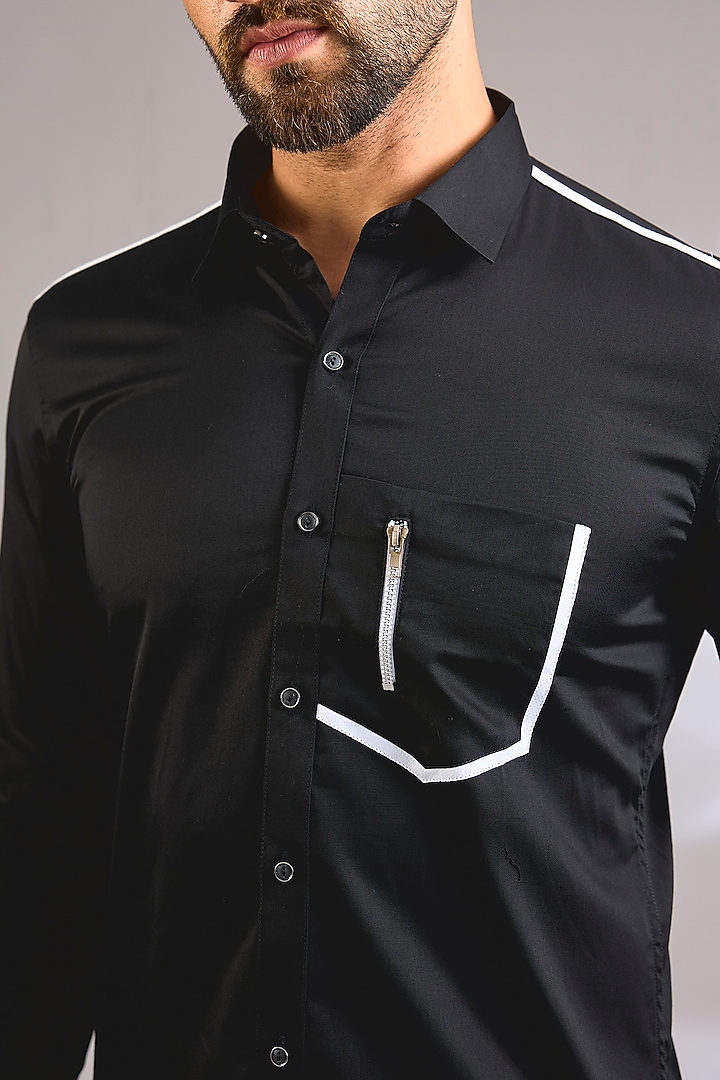 Black Cotton Party Wear Shirt by H2O at Pernia's Pop Up Shop